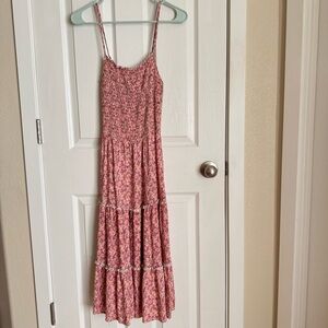 Mimi Chica Smocked Tiered Floral Midi Dress Size S